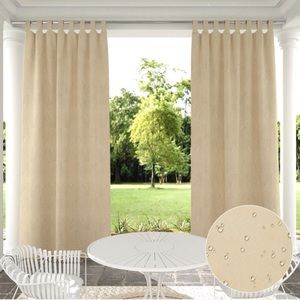 Outdoor Curtain for Patio, Waterproof Detachable Tab Top 1 Panel, Beige 52”x108”